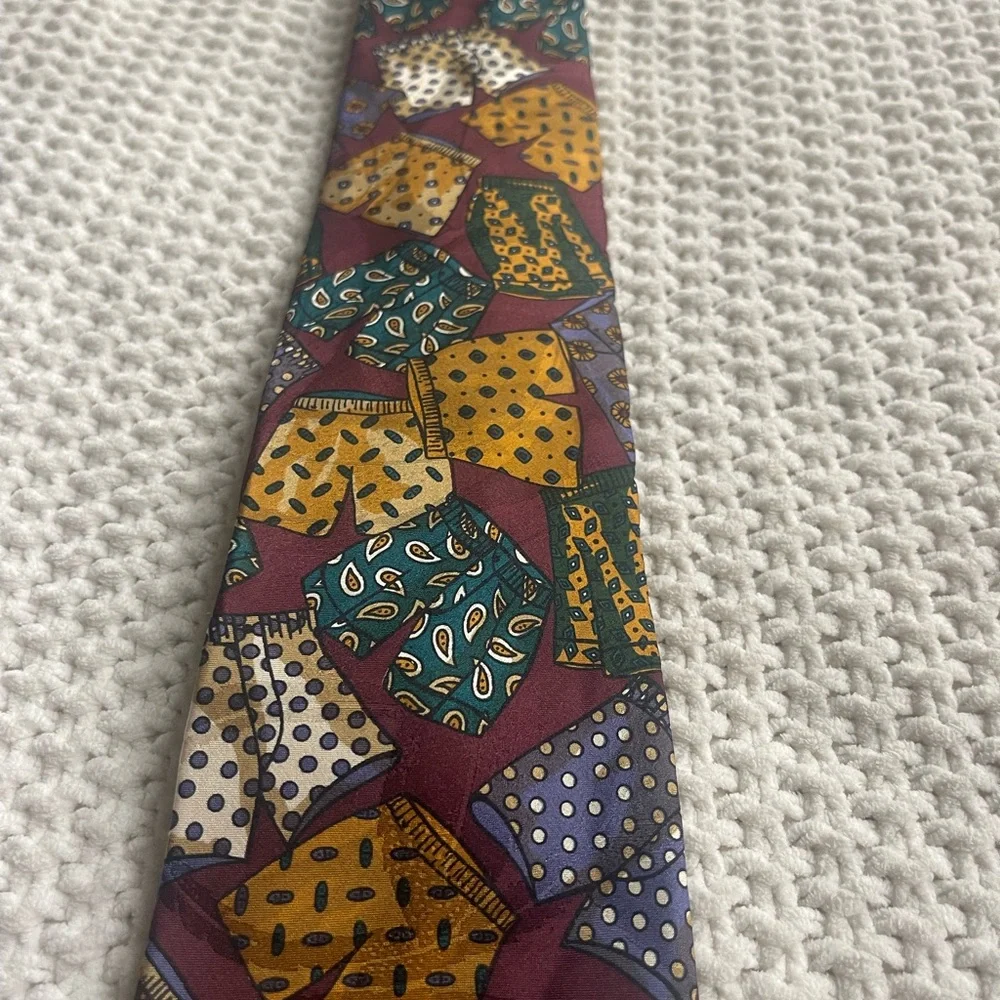 Mario Valentino‎ burgundy maroon necktie boxers vintage 100% silk